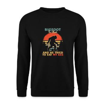 Bigfoot is Real And He Tried to Eat My Ass - Sweat-shirt Unisexe - noir - Devant - Alina (178cm) & Michal (187cm)