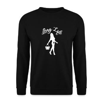 Bag Life | Ostomie Humor - Unisex Pullover - Schwarz - Vorne - Alina (178cm) & Michal (187cm)