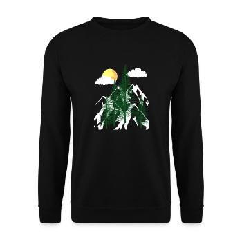 Wilderness Forest Trees Fir Trees Nature Mountains Mountains - Unisex Sweatshirt - black - Front - Alina (178cm) & Michal (187cm)