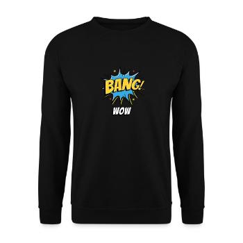 Comic Cartoon Comics WOW! Balloon Speech Bubble - Unisex Sweatshirt - black - Front - Alina (178cm) & Michal (187cm)