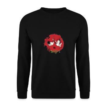 Les grues japonaises en cercle rouge figure - Sweat-shirt Unisexe - noir - Devant - Alina (178cm) & Michal (187cm)