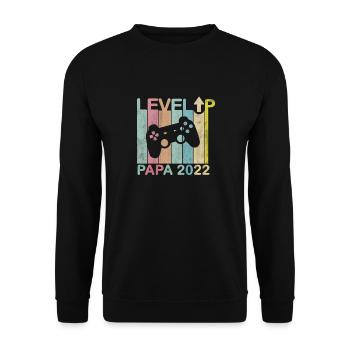 Mann Papa 2022 Zukünftige Eltern Level Up Spieler - Unisex Pullover - Schwarz - Vorne - Alina (178cm) & Michal (187cm)