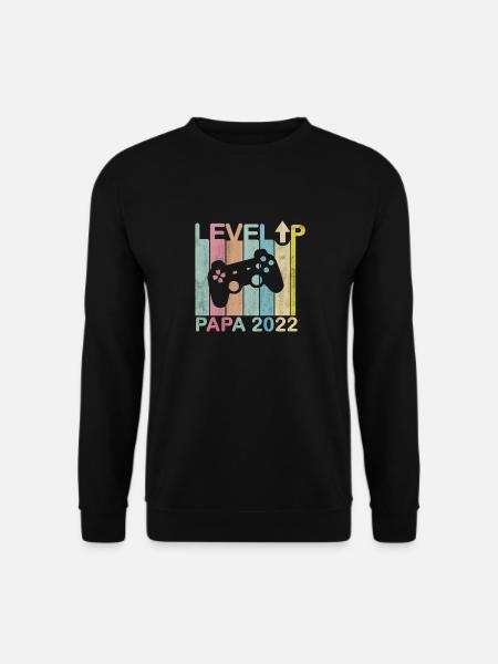Mann Papa 2022 Zukünftige Eltern Level Up Spieler - Unisex Pullover - Schwarz