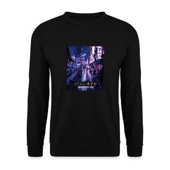 Vaporwave Art Aesthetic des années 80 Mème Tokyo Where - Sweat-shirt Unisexe - noir - Devant - Alina (178cm) & Michal (187cm)