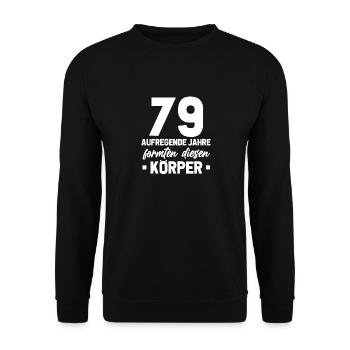 79. Geburtstag Geschenkidee 79 Jahre Alt Geschenk - Unisex Pullover - Schwarz - Vorne - Alina (178cm) & Michal (187cm)