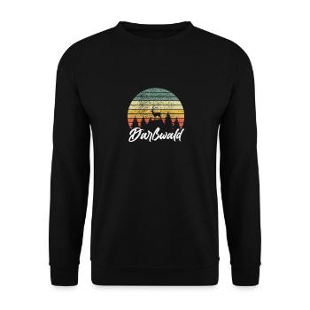 Darßwald Darß Wandern Wald Herzschlag Waldarbeiter - Unisex Pullover - Schwarz - Vorne - Alina (178cm) & Michal (187cm)