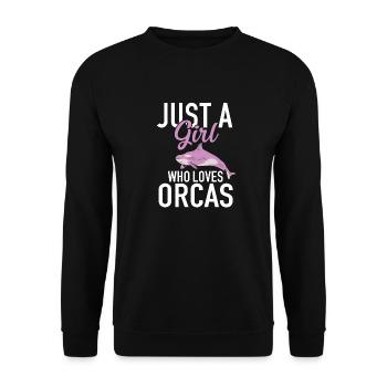 ORCAS Just a Girl who loves Orcas - Unisex Pullover - Schwarz - Vorne - Alina (178cm) & Michal (187cm)