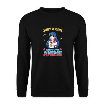 Aesthetic Just a Girl Who Loves Anime Art - Unisex Pullover - Schwarz - Vorne - Alina (178cm) & Michal (187cm)