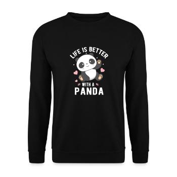 Life Is Better With A Panda Cute Panda Bear Classi - Unisex Sweatshirt - black - Front - Alina (178cm) & Michal (187cm)