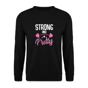 Muscle Mann Fitness Men Gym Spruch Muskel Frau - Unisex Pullover - Schwarz - Vorne - Alina (178cm) & Michal (187cm)