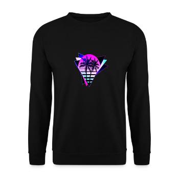 Aesthetic Vaporwave Vintage. retrowave-triangle - Unisex Sweatshirt - black - Front - Alina (178cm) & Michal (187cm)