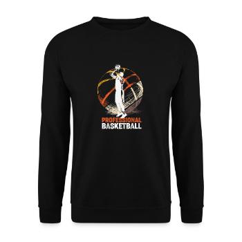 Professional Basketball Sport Dunking Basket - Unisex Sweatshirt - black - Front - Alina (178cm) & Michal (187cm)