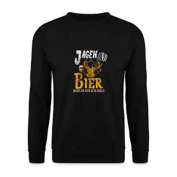 Jagd Jäger Evolution Hirsch Waidmann Lustig Spruch - Unisex Pullover - Schwarz - Vorne - Alina (178cm) & Michal (187cm)