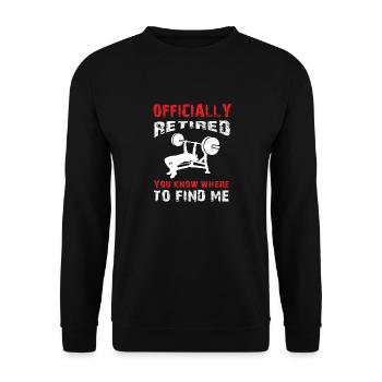 Retired Gym Workout T Shirt Wissen, wo zu finden - Unisex Pullover - Schwarz - Vorne - Alina (178cm) & Michal (187cm)
