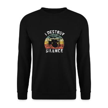 Batterie I Destroy Silence Retro Grunge Vintage - Sweat-shirt Unisexe - noir - Devant - Alina (178cm) & Michal (187cm)