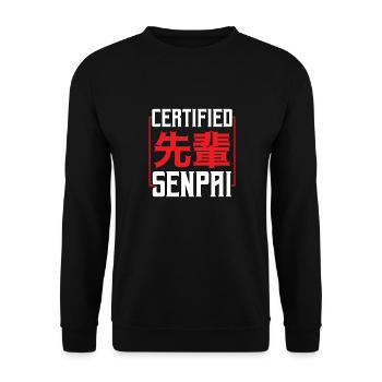 Zertifizierte Senpai Ästhetische Anime Manga Japanisch - Unisex Pullover - Schwarz - Vorne - Alina (178cm) & Michal (187cm)