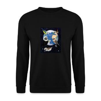 Birds in Space Blackbird Blue Sparrow Fence King - Unisex Sweatshirt - black - Front - Alina (178cm) & Michal (187cm)