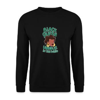 Femmes Black Queen Afro-Américain Mélanine - Sweat-shirt Unisexe - noir - Devant - Alina (178cm) & Michal (187cm)