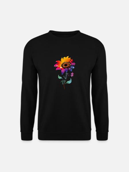 Autism Be Kind Shirt - Autism Flower Be Kind Gift - Unisex Pullover - Schwarz
