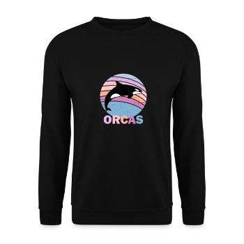 orques vintage retromammaldolphinsblack et whiteca - Sweat-shirt Unisexe - noir - Devant - Alina (178cm) & Michal (187cm)