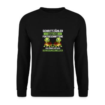 Anti Sport Laufen lustiger Spruch Schildkröte - Unisex Pullover - Schwarz - Vorne - Alina (178cm) & Michal (187cm)