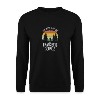 Fränkische Schweiz Wald Wandern Geschenkidee - Unisex Pullover - Schwarz - Vorne - Alina (178cm) & Michal (187cm)