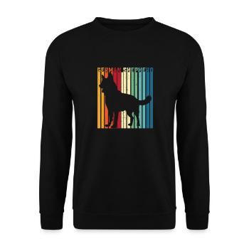 Deutscher Schäferhund Shirt Retro Deutscher Schäferhund T Shir - Unisex Pullover - Schwarz - Vorne - Alina (178cm) & Michal (187cm)