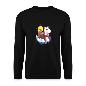 Funny Sloth Summer Vacation 2019 Meme T-Shirt - Unisex Sweatshirt - black - Front - Alina (178cm) & Michal (187cm)