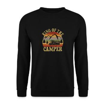 King Of The Camper Retro Camping Sohn Junge Natur - Unisex Pullover - Schwarz - Vorne - Alina (178cm) & Michal (187cm)