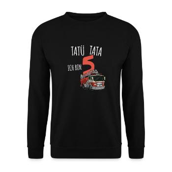 feuerwehr tatü tata ich bin 5. Geburtstag Geschenk - Unisex Pullover - Schwarz - Vorne - Alina (178cm) & Michal (187cm)
