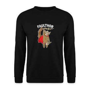 FAULTHOR das nordische Faultier Götter Thor Odin - Unisex Pullover - Schwarz - Vorne - Alina (178cm) & Michal (187cm)