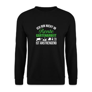 Rente Garten - Pension Ruhestand - Unisex Pullover - Schwarz - Vorne - Alina (178cm) & Michal (187cm)