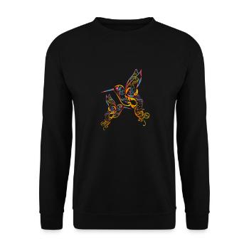 Farbenfrohes Kolibri by The Manzanita´s - Unisex Pullover - Schwarz - Vorne - Alina (178cm) & Michal (187cm)