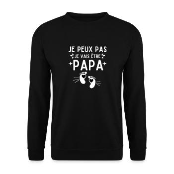 Je peux pas je vais être papa - futur papa bientôt - Sweat-shirt Unisexe - noir - Devant - Alina (178cm) & Michal (187cm)