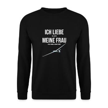 Ich liebe meine Frau Segelflieger - Unisex Pullover - Schwarz - Vorne - Alina (178cm) & Michal (187cm)