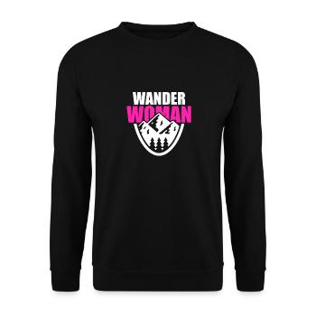 Wanderwoman Damen Wandern Wanderin Berge Natur - Unisex Pullover - Schwarz - Vorne - Alina (178cm) & Michal (187cm)
