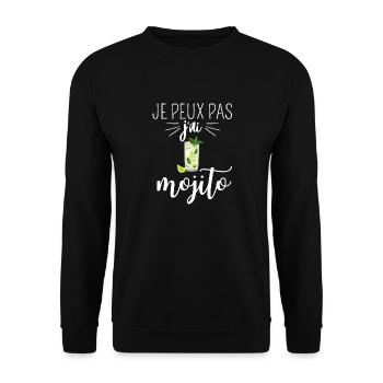 Je Peux Pas J'ai Mojito Apéro Alcool Cocktail - Sweat-shirt Unisexe - noir - Devant - Alina (178cm) & Michal (187cm)