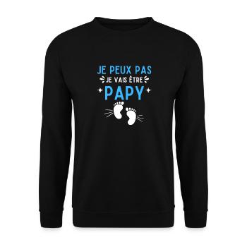 Je peux pas je vais être papy futur grand père - Sweat-shirt Unisexe - noir - Devant - Alina (178cm) & Michal (187cm)