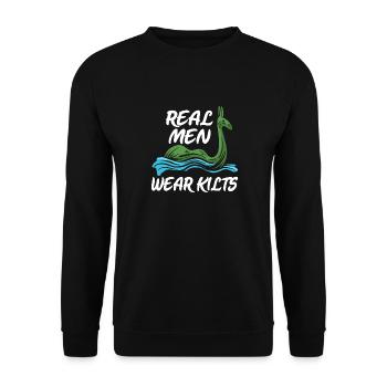 Lochness Scotland Coat of Arms Symbol Gift Saying - Unisex Sweatshirt - black - Front - Alina (178cm) & Michal (187cm)