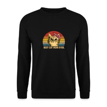 Best Cat mom Ever beste Katzenmama - Unisex Pullover - Schwarz - Vorne - Alina (178cm) & Michal (187cm)
