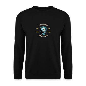 Death is coming for a Cup of Tea or Coffee - Funny - Unisex Sweatshirt - black - Front - Alina (178cm) & Michal (187cm)