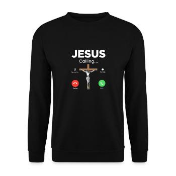Jesus is Calling Jesus Calls - Unisex Sweatshirt - black - Front - Alina (178cm) & Michal (187cm)