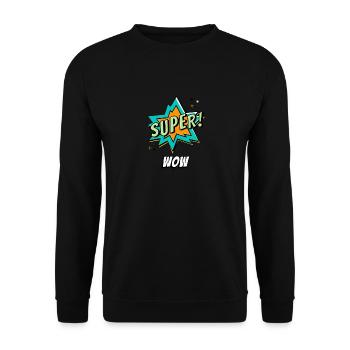 Comic Cartoon Comics WOW! Balloon Speech Bubble - Unisex Sweatshirt - black - Front - Alina (178cm) & Michal (187cm)