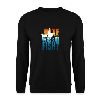 Gift with fishing offer | WTF? Where is The Fish - Unisex Sweatshirt - black - Front - Alina (178cm) & Michal (187cm)