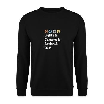Films Lights Camera Action Cut - Sweat-shirt Unisexe - noir - Devant - Alina (178cm) & Michal (187cm)