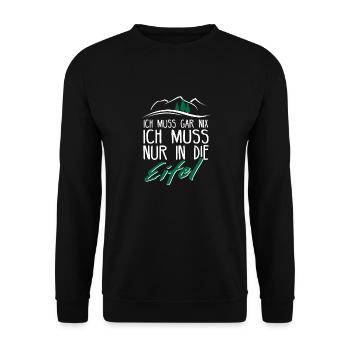 Eifel Mosel Wandern Fluss Winzer Geschenkidee - Unisex Pullover - Schwarz - Vorne - Alina (178cm) & Michal (187cm)