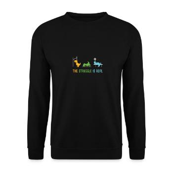The Struggle Is Real Funny Dinosaur Gym - Sweat-shirt Unisexe - noir - Devant - Alina (178cm) & Michal (187cm)