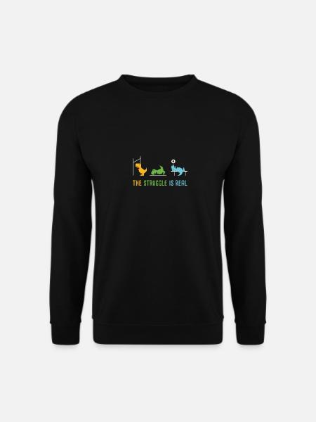 The Struggle Is Real Funny Dinosaur Gym - Unisex Pullover - Schwarz