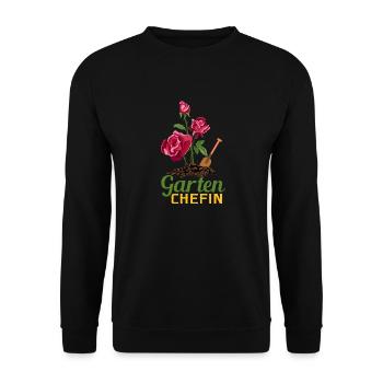 Garten Chefin Mutter Muttertag Hobbygärtnerin - Unisex Pullover - Schwarz - Vorne - Alina (178cm) & Michal (187cm)