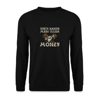 Dirty Hands Make Clean Money Funny Mechanic - Unisex Sweatshirt - black - Front - Alina (178cm) & Michal (187cm)